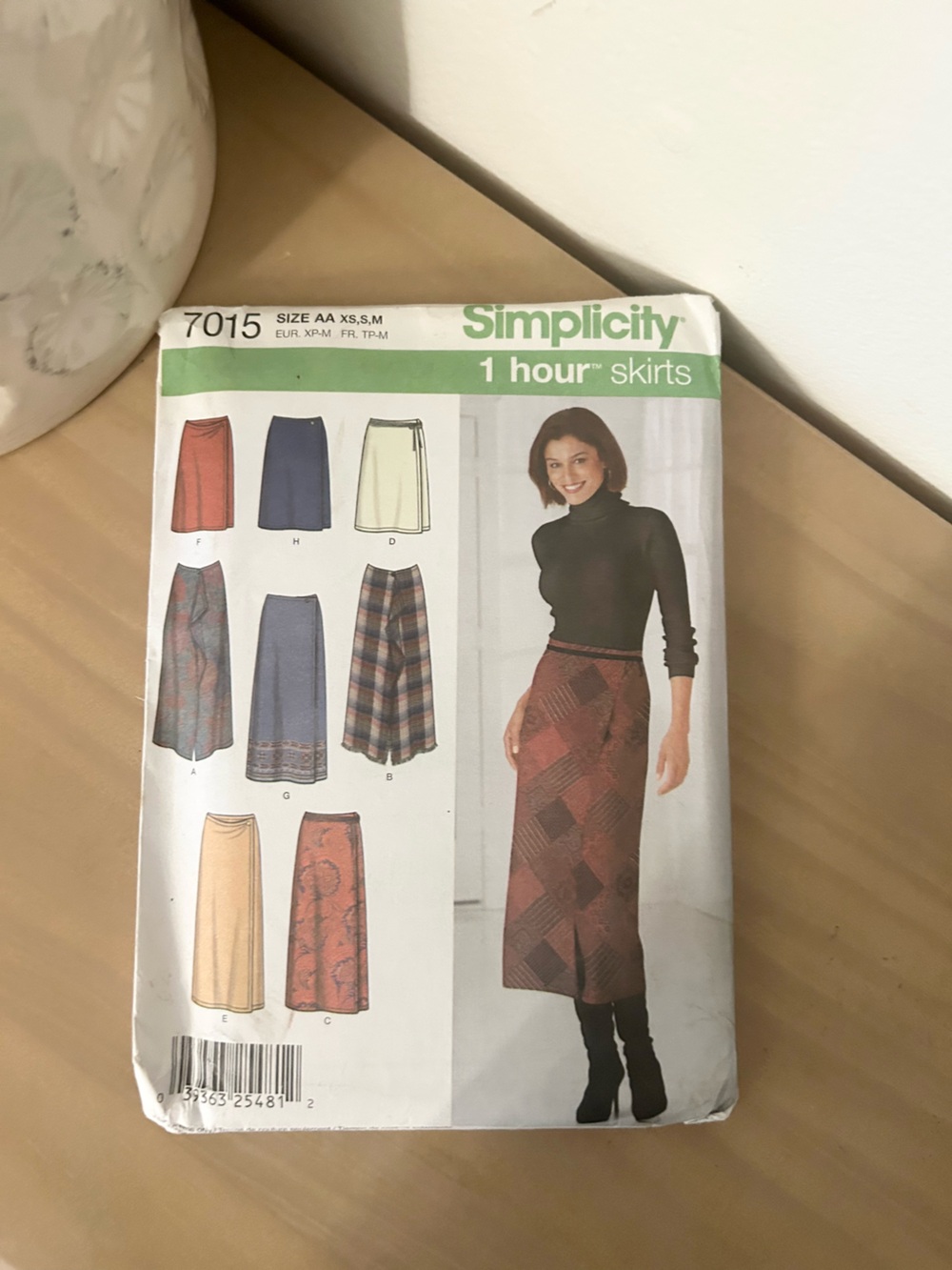 Vintage Simplicity 7015 Misses Front Wrap Skirt Sewing Pattern XSβM